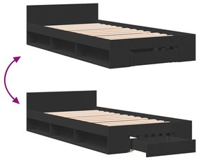 Estrutura cama c/ gaveta 90x190 cm derivados de madeira preto