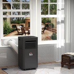 HOMCOM Ar Condicionado Portátil 5000BTU 4 em 1 Desumidificador Refrigerador R290 Móvel com 2 Velocidades Controlo Remoto Ecrã LED Temporizador 30,5x32,5x68cm Preto