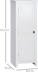 Armário de arrumação com pés com 2 prateleiras ajustáveis – Altura 120 cm, em madeira branca