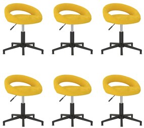 vidaXL Cadeiras de jantar giratórias 6 pcs veludo amarelo mostarda