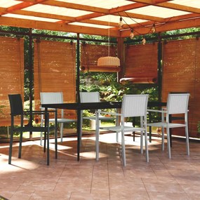 vidaXL 7 pcs conjunto de jantar para jardim preto e branco