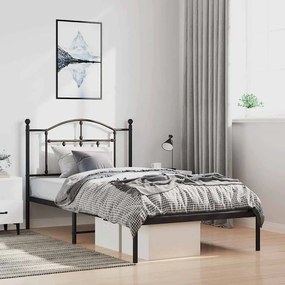 Estrutura de cama com cabeceira 100x190 cm metal preto