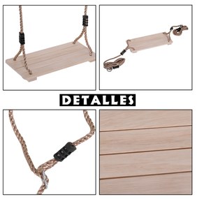 HOMCOM Baloiço de Madeira Pino ao Ar Livre com Assento de Madeira para Adultos e Crianças 40x16cm