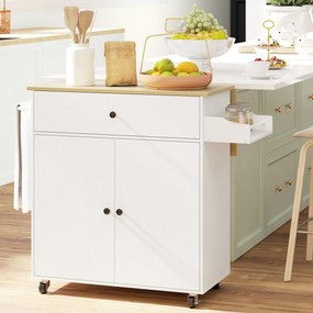 Ilha de Cozinha com Rodas Carrinho de Cozinha com Lateral Dobrável 2 P