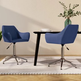 vidaXL Cadeiras de jantar giratórias 2 pcs tecido azul