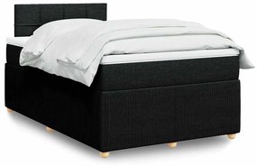 vidaXL Cama boxspring com colchão 120x190 cm tecido preto