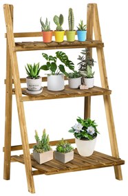 Outsunny Suporte para Plantas de 3 Níveis Prateleira para Plantad Dobrável Suporte para Vasos de Madeira para Interior e Exterior 60x37x93 cm Madeira