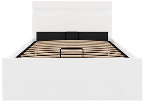 Cama hidráulica c/ arrumação LED 100x200cm couro artifi. branco