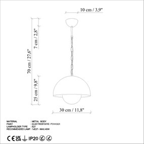 Candeeiro de Teto Kure – Laranja – Ø30 h:25 cm