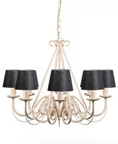 Candeeiro de teto creme com cúpula de aperto 12 cm preto - Giuseppe