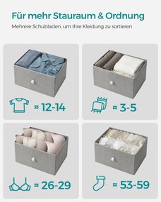 Cómoda com 6 gavetas em tecido com estrutura metálica e organizador 30 x 80 x 71 cm cinza claro, branco