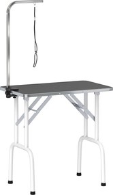 PawHut Mesa de tosa para cães Mesa de cuidados com trela dobrável Pernas de aço Antiderrapante Tampo 81x48,5x80 cm Preto | Aosom Portugal