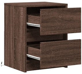 Mesa cabeceira c/ luzes LED derivados madeira carvalho castanho