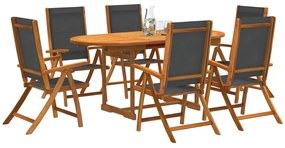 vidaXL 7 pcs conjunto de jantar para jardim acácia maciça e textilene