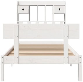 Cama com estante sem colchão 100x200 cm pinho maciço branco