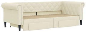 Sofá-cama c/ gavetão e gavetas 90x200 cm couro artif. cor creme