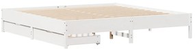 Cama sem colchão 180x200 cm madeira de pinho maciça branco