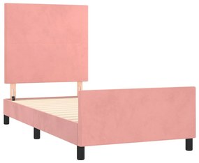 Estrutura de cama c/ cabeceira 80x200 cm veludo rosa