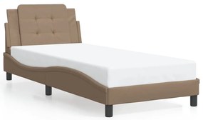 Estrutura de cama c/ luzes LED 80x200cm couro artif. cappuccino