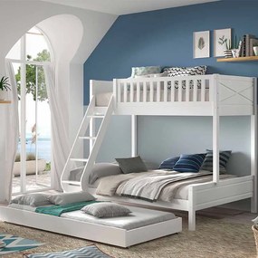 Conjunto cama Infantil SCOTT + cama familiar + cama inferior BRANCA