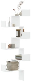 vidaXL Estante de parede p/ canto 45x45x147 cm deriv. madeira branco