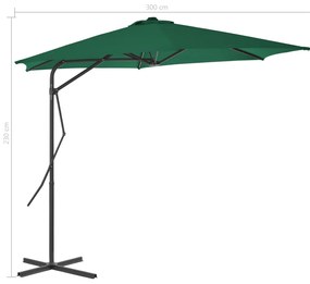 Guarda-sol de exterior com poste de aço 300 cm verde