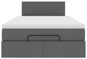 Cama otomana com colchão 120x190 cm tecido cinzento escuro