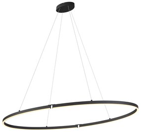 Candeeiro suspenso de design preto oval 120cm incl. LED regulável em 3 níveis - Ovallo Design