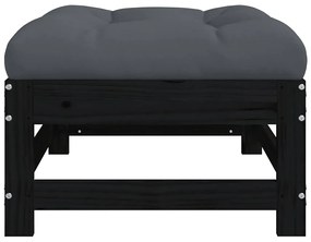Apoio de pés p/ jardim c/ almofadão pinho maciço preto