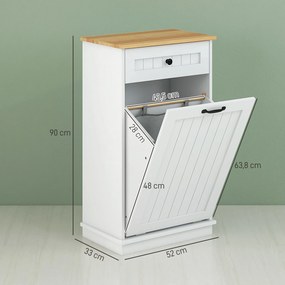 Móvel Auxiliar Casa de Banho Armário Casa de Banho com Gaveta Cesto para Roupa Móvel Casa de Banho Moderno 52x33x90 cm Branco
