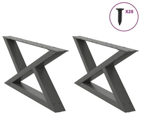 Pés para mesa de centro 2 peças antracite 70x(30-31,3) cm aço