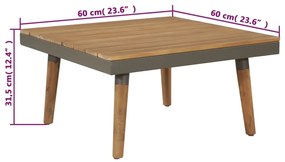 4 pcs conj. lounge jardim c/ almofadões acácia maciça castanho
