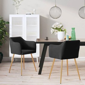 vidaXL Cadeiras de jantar 2 pcs veludo preto