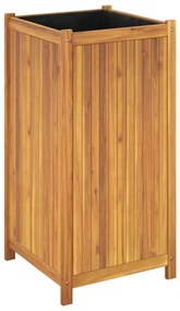 Vaso/floreira de jardim com forro 50x50x100 cm acácia maciça