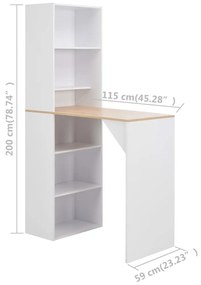 Mesa de bar com armário 115x59x200 cm branco