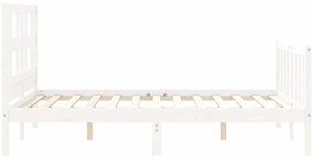 Cama sem colchão 140x190 cm madeira de pinho maciça branco