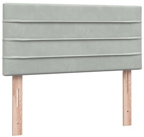 Cama com molas/colchão cinzento-claro 80x220 cm veludo