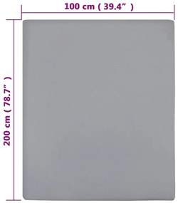 Lençol ajustável 100x200 cm algodão jersey cinza