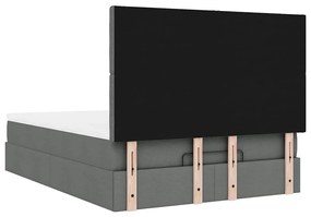 Estrutura de cama otomana com colchão 140x190cm cinzento escuro