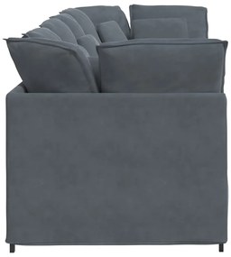 Sofá modular com almofadas veludo cinzento-escuro