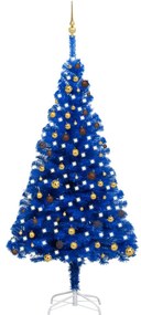 vidaXL Árvore Natal artificial pré-iluminada c/ bolas 240cm PVC azul