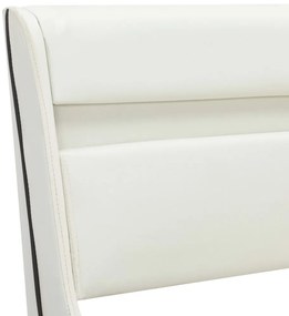 Estrutura de cama com LED 150x200 cm couro artificial branco