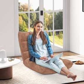 Sofá chão dobrável Costas ajustáveis 14 posições Cadeira de quarto Sala de estar 105 x 56 x 15 cm Bege