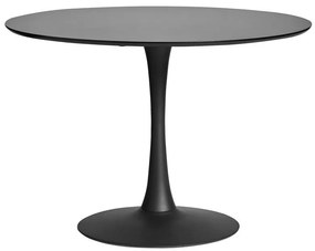 Mesa de Jantar Redonda TUL TO com Base de Metal e Tampo Lacado Preto –