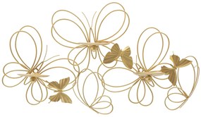Castiçal de Parede Borboletas Dourado – 61x12x34 cm
