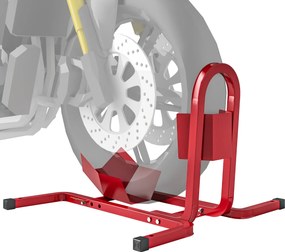 Elevador de motos com suporte de oficina  60 x 55 x 43 cm, bloqueador de roda para motos de 17 a 21 polegadas, patins antiderrapantes em metal, vermel