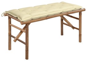 vidaXL Banco de jardim dobrável com almofadão 118 cm bambu