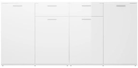 Aparador 160x36x75 cm contraplacado branco brilhante