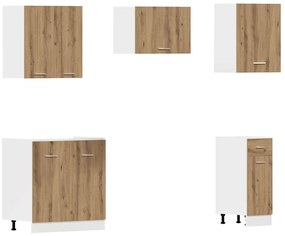 11 pcs armário cozinha conj. deriv. madeira carvalho artisiano