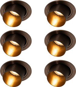Conjunto de 6 Focos Embutidos Redondos Inclináveis Modernos em Bronze Escuro - Installa